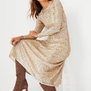 Ann Taylor Sequin Midi Flare Dress